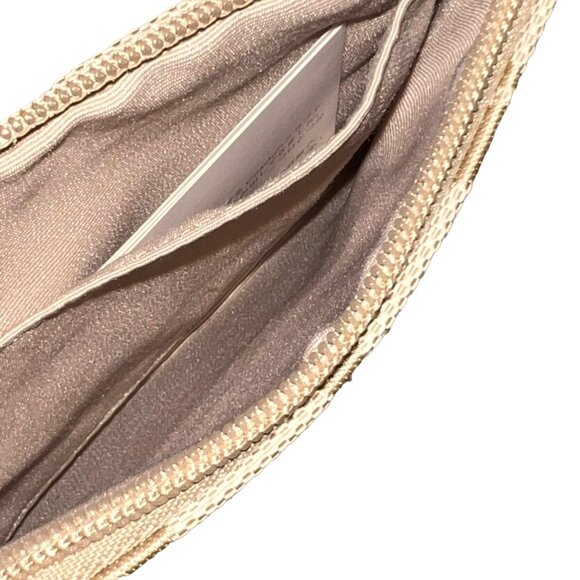 Coach Signature Beige & Pink Wristlet Bag With Zip Closure & Interior Pocket - Picture 3 of 8